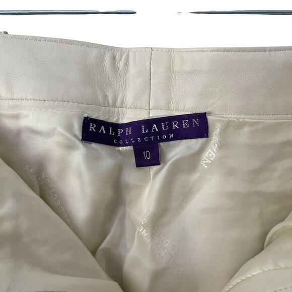 Vintage Ralph Lauren Collection Lambskin Leather Pants Size 10 Cream Union USA - Picture 5 of 12